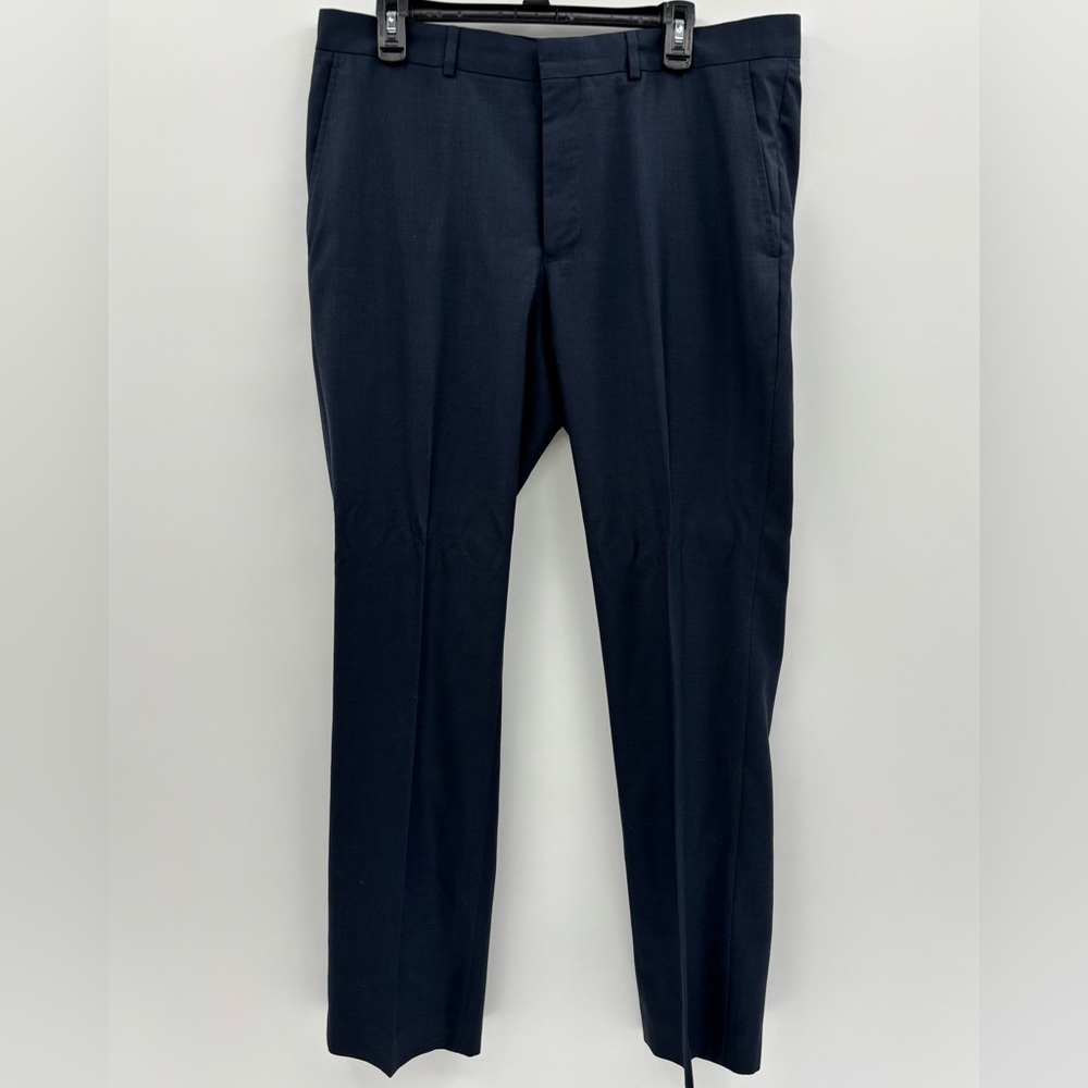 Kenneth Cole Reaction Pants Mens 36x32 Navy Blue Dress pants Stretch Flat Front